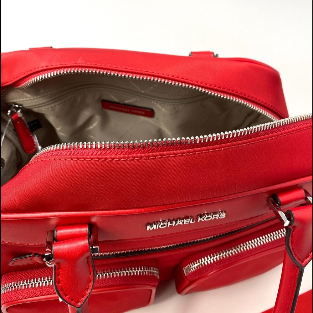 Michael Kors Hanover Large Satchel Red Canvas - Picture 6 of 8